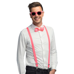 Růžová sada doplňků brýle kšandy motýlek